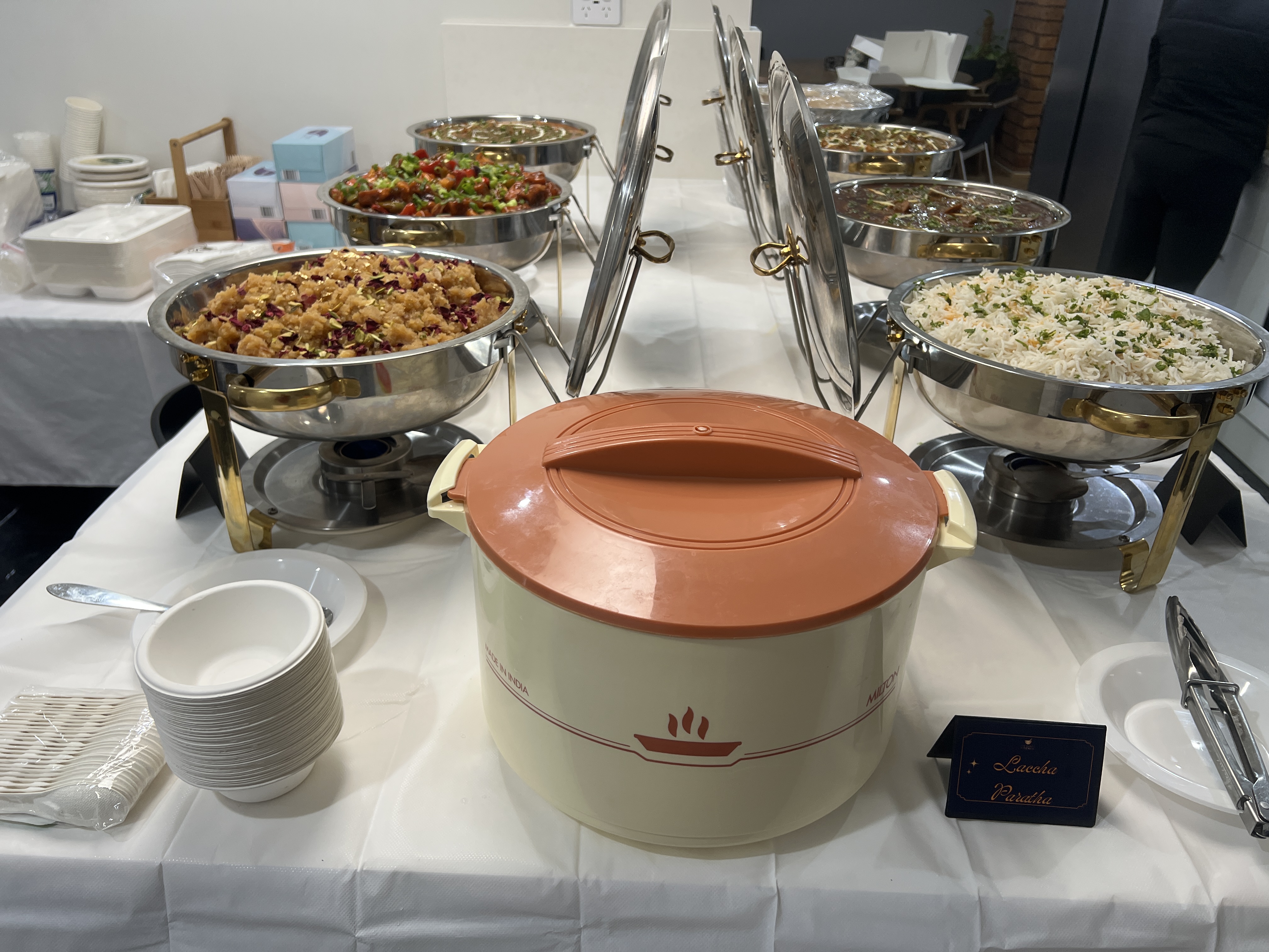 Indian curry spread for catering
